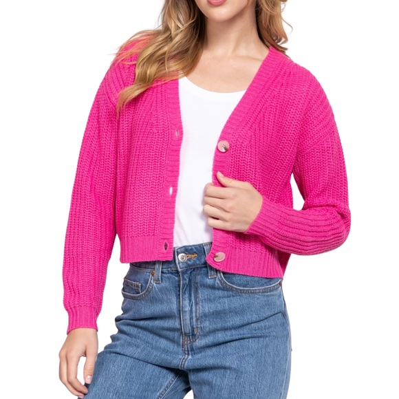 NWT Pink Long Sleeve Sweater Cardigan - Picture 3 of 5